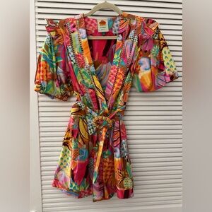FARM RIO Solar Forest Printed Cotton Romper